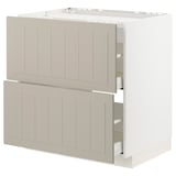 METOD / MAXIMERA Base cab f hob/2 fronts/2 drawers, white/Stensund beige, 80x60 cm