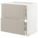 METOD / MAXIMERA Base cab f hob/2 fronts/2 drawers, white/Stensund beige, 80x60 cm