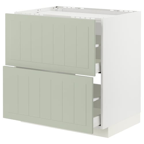 Modern green kitchen drawer unit, METOD, light green, sleek & modern, researched storage, durable particleboard & steel.