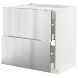 METOD / MAXIMERA Base cab f hob/2 fronts/2 drawers, white/Vårsta stainless steel, 80x60 cm
