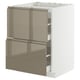 METOD / MAXIMERA Base cab f hob/2 fronts/2 drawers, white/Voxtorp high-gloss dark grey-brown, 60x60 cm