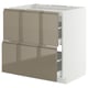 METOD / MAXIMERA Base cab f hob/2 fronts/2 drawers, white/Voxtorp high-gloss dark grey-brown, 80x60 cm