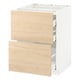 METOD / MAXIMERA Base cab f hob/2 fronts/3 drawers, white/Askersund light ash effect, 60x60 cm