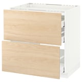 METOD / MAXIMERA Base cab f hob/2 fronts/3 drawers, white/Askersund light ash effect, 80x60 cm