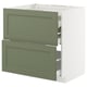 METOD / MAXIMERA Base cab f hob/2 fronts/3 drawers, white/Axstad grey-green, 80x60 cm