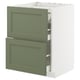 METOD / MAXIMERA Base cab f hob/2 fronts/3 drawers, white/Axstad grey-green, 60x60 cm
