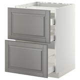 METOD / MAXIMERA Base cab f hob/2 fronts/3 drawers, white/Bodbyn grey, 60x60 cm