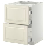 METOD / MAXIMERA Base cab f hob/2 fronts/3 drawers, white/Bodbyn off-white, 60x60 cm