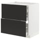 METOD / MAXIMERA Base cab f hob/2 fronts/3 drawers, white/Nickebo matt anthracite, 80x60 cm