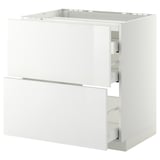 METOD / MAXIMERA Base cab f hob/2 fronts/3 drawers, white/Ringhult white, 80x60 cm