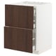 METOD / MAXIMERA Base cab f hob/2 fronts/3 drawers, white/Sinarp brown, 60x60 cm