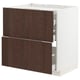 METOD / MAXIMERA Base cab f hob/2 fronts/3 drawers, white/Sinarp brown, 80x60 cm