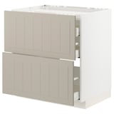 METOD / MAXIMERA Base cab f hob/2 fronts/3 drawers, white/Stensund beige, 80x60 cm
