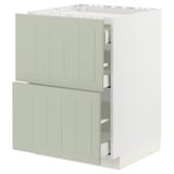 METOD / MAXIMERA Base cab f hob/2 fronts/3 drawers, white/Stensund light green, 60x60 cm