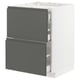METOD / MAXIMERA Base cab f hob/2 fronts/3 drawers, white/Voxtorp dark grey, 60x60 cm