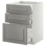 METOD / MAXIMERA Base cab f hob/3 fronts/3 drawers, white/Bodbyn grey, 60x60 cm