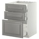 METOD / MAXIMERA Base cab f hob/3 fronts/3 drawers, white/Bodbyn grey, 60x60 cm