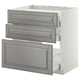 METOD / MAXIMERA Base cab f hob/3 fronts/3 drawers, white/Bodbyn grey, 80x60 cm