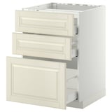 METOD / MAXIMERA Base cab f hob/3 fronts/3 drawers, white/Bodbyn off-white, 60x60 cm
