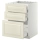 METOD / MAXIMERA Base cab f hob/3 fronts/3 drawers, white/Bodbyn off-white, 60x60 cm