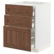 METOD / MAXIMERA Base cab f hob/3 fronts/3 drawers, white Enköping/brown walnut effect, 60x60 cm