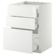 METOD / MAXIMERA Base cab f hob/3 fronts/3 drawers, white/Ringhult white, 60x60 cm