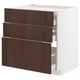 METOD / MAXIMERA Base cab f hob/3 fronts/3 drawers, white/Sinarp brown, 80x60 cm