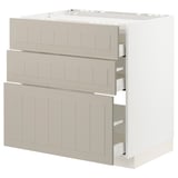 METOD / MAXIMERA Base cab f hob/3 fronts/3 drawers, white/Stensund beige, 80x60 cm