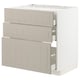 METOD / MAXIMERA Base cab f hob/3 fronts/3 drawers, white/Stensund beige, 80x60 cm