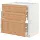 METOD / MAXIMERA Base cab f hob/3 fronts/3 drawers, white/Vedhamn oak, 80x60 cm