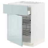 METOD / MAXIMERA Base cab f hob/drawer/2 wire bskts, white/Kallarp light grey-blue, 60x60 cm