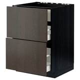 METOD / MAXIMERA Base cab f hob/int extractor w drw, black/Sinarp brown, 60x60 cm