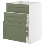 METOD / MAXIMERA Base cab f hob/int extractor w drw, white/Axstad grey-green, 60x60 cm