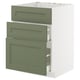 METOD / MAXIMERA Base cab f hob/int extractor w drw, white/Axstad grey-green, 60x60 cm