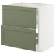 METOD / MAXIMERA Base cab f hob/int extractor w drw, white/Axstad grey-green, 80x60 cm
