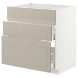 METOD / MAXIMERA Base cab f hob/int extractor w drw, white/Stensund beige, 80x60 cm