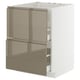 METOD / MAXIMERA Base cab f hob/int extractor w drw, white/Voxtorp high-gloss dark grey-brown, 60x60 cm