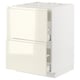 METOD / MAXIMERA Base cab f hob/int extractor w drw, white/Voxtorp high-gloss light beige, 60x60 cm