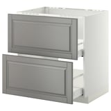 METOD / MAXIMERA Base cab f sink+2 fronts/2 drawers, white/Bodbyn grey, 80x60 cm