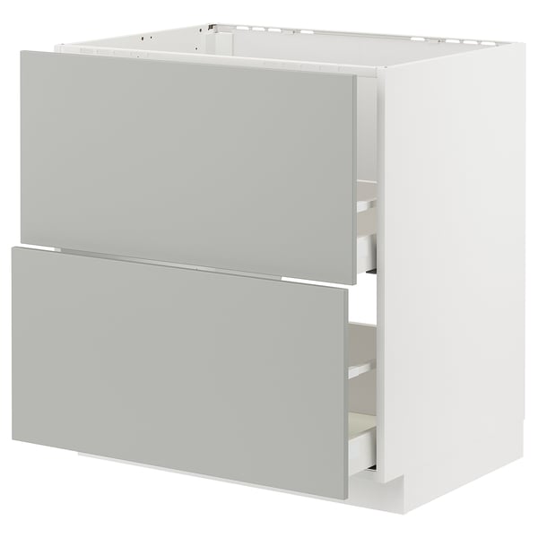 METOD / MAXIMERA Base cab f sink+2 fronts/2 drawers, white/Havstorp light grey, 80x60 cm