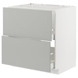 METOD / MAXIMERA Base cab f sink+2 fronts/2 drawers, white/Havstorp light grey, 80x60 cm