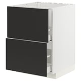 METOD / MAXIMERA Base cab f sink+2 fronts/2 drawers, white/Nickebo matt anthracite, 60x60 cm
