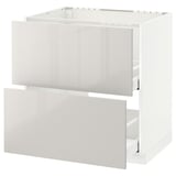 METOD / MAXIMERA Base cab f sink+2 fronts/2 drawers, white/Ringhult light grey, 80x60 cm