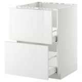 METOD / MAXIMERA Base cab f sink+2 fronts/2 drawers, white/Ringhult white, 60x60 cm