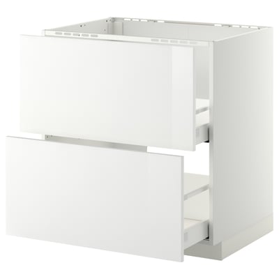 METOD / MAXIMERA Base cab f sink+2 fronts/2 drawers, white/Ringhult white, 80x60 cm
