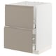 METOD / MAXIMERA Base cab f sink+2 fronts/2 drawers, white/Upplöv matt dark beige, 60x60 cm