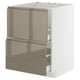 METOD / MAXIMERA Base cab f sink+2 fronts/2 drawers, white/Voxtorp high-gloss dark grey-brown, 60x60 cm