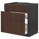 METOD / MAXIMERA Base cab f sink+3 fronts/2 drawers, black/Sinarp brown, 80x60 cm