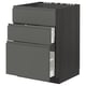 METOD / MAXIMERA Base cab f sink+3 fronts/2 drawers, black/Voxtorp dark grey, 60x60 cm