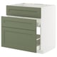 METOD / MAXIMERA Base cab f sink+3 fronts/2 drawers, white/Axstad grey-green, 80x60 cm